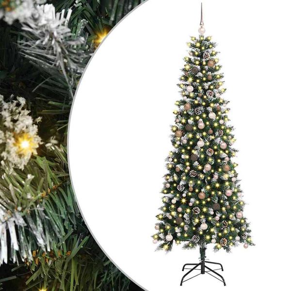 vidaXL Kunstig juletre med 300 LED gr&oslash;nn 240 cm PVC og plast og st&aring;l