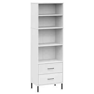 vidaXL Bokhylle med 2 skuffer hvit 60x35x180 cm heltre OSLO