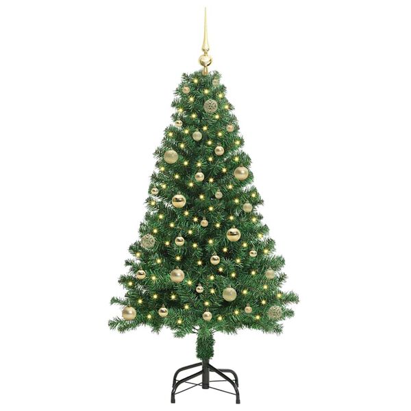 vidaXL Kunstig juletre med 150 LED gr&oslash;nn 150 cm PVC og St&aring;l og Plast