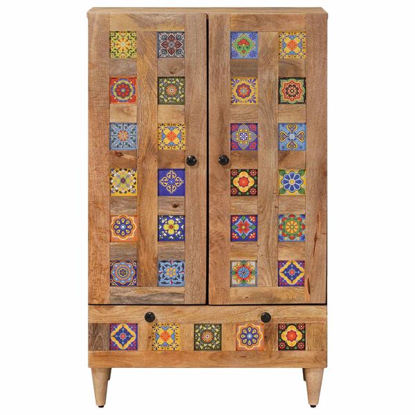 vidaXL H&oslash;yskap med skuff Naturlig 60 x 33,5 x 100 cm Massiv mango tre