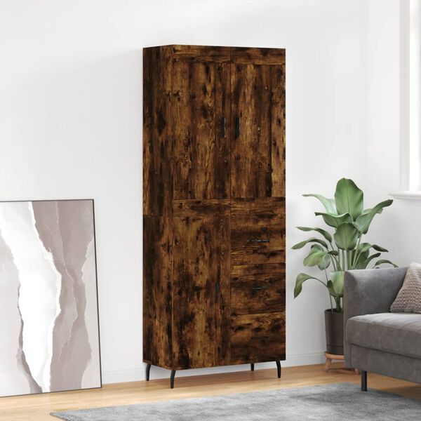 vidaXL Highboard røkt eik 69,5x34x180 cm konstruert tre