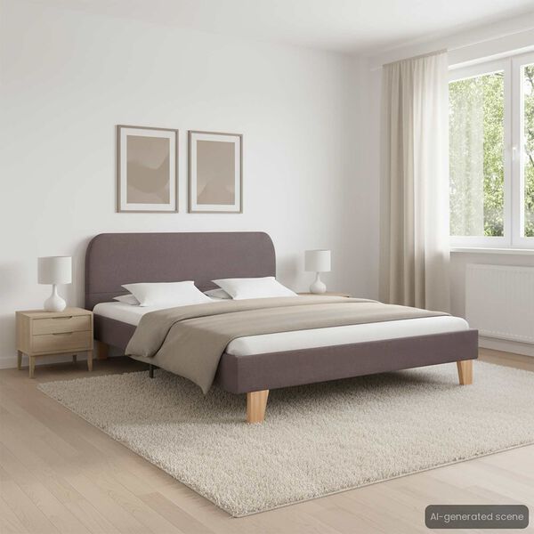 vidaXL Sengeramme uten Madrass Taupe Stoff 135x190 cm
