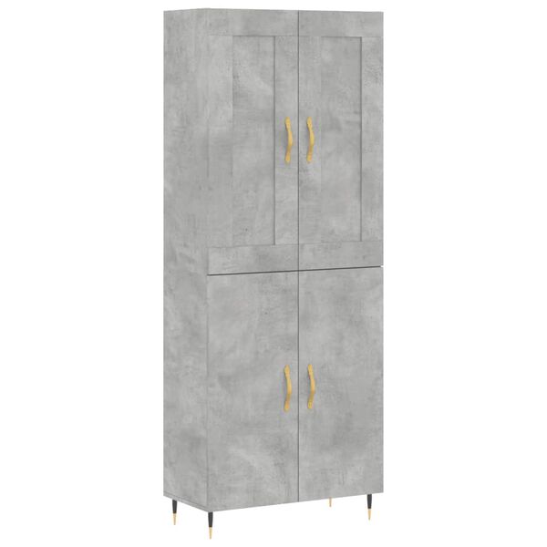vidaXL Highboard betonggr&aring; 69,5x34x180 cm konstruert tre