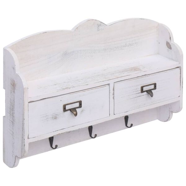 vidaXL Veggmontert garderobepanel hvit 50x10x34 cm tre