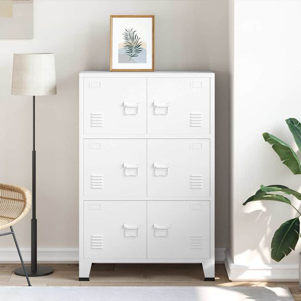 vidaXL Industriell oppbevaringskiste hvit 75x40x115 cm metall