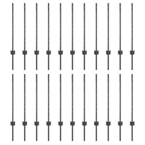 vidaXL Gjerdep&aring;le 22 pcs Gr&aring; 120 cm St&aring;l