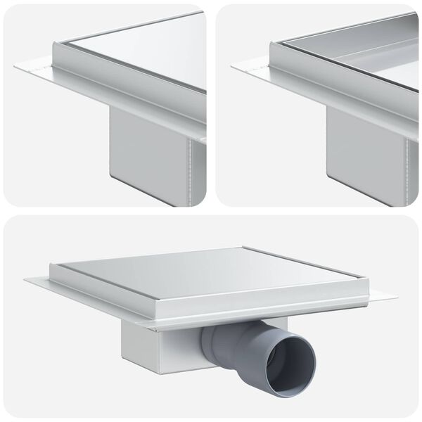 vidaXL 2 i 1 Dusjavl&oslash;p s&oslash;lv 20 x 20 cm Rustfritt St&aring;l 304