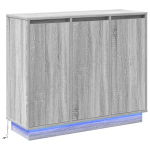vidaXL LED sideboard Gr&aring; Sonoma 90 x 32 x 75 cm Konstruert tre