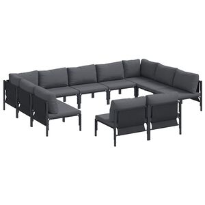 vidaXL Hagesofa Set 11 stk. Svart St&aring;l