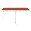 vidaXL Manuell uttrekkbar markise med LED 450x350 cm oransje og brun