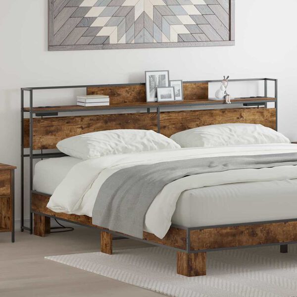 vidaXL Lagringshodegavl med hylle R&oslash;kt eik 180 cm Konstruert tre