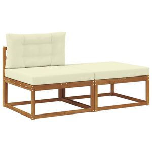 vidaXL Sekjsonsofaenheter med pute 2 Stk Naturlig Solid akasietre