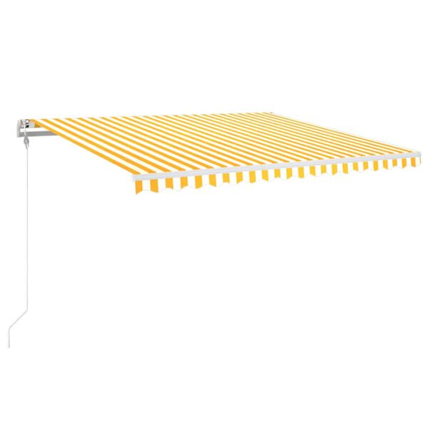 vidaXL Automatisk markise med vindsensor og LED 450x350 cm gul/hvit