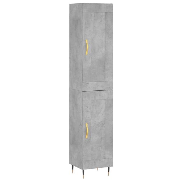 vidaXL Highboard betonggr&aring; 34,5x34x180 cm konstruert tre