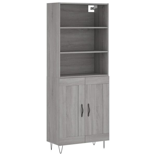 vidaXL Highboard gr&aring; sonoma 69,5x34x180 cm konstruert tre