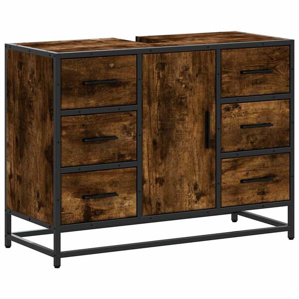 vidaXL Servantskap r&oslash;kt eik 80x33x60 cm konstruert tre