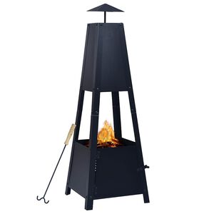 vidaXL B&aring;lpanne svart 35x35x99 cm st&aring;l