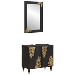 vidaXL Baderomsskapsett 2 stk. Svart 62 x 33 x 58 cm Massiv mango tre