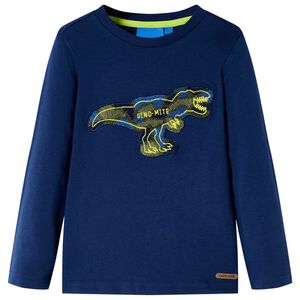 T-skjorte for barn med lange ermer marinebl&aring; 104