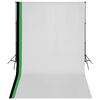 vidaXL Fotostudiosett med 3 fargerike bakgrunner bomull justerbar ramme 3x5 m