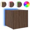 vidaXL Vegghengt TV-benk med LED brun eik 30,5x35x30 cm