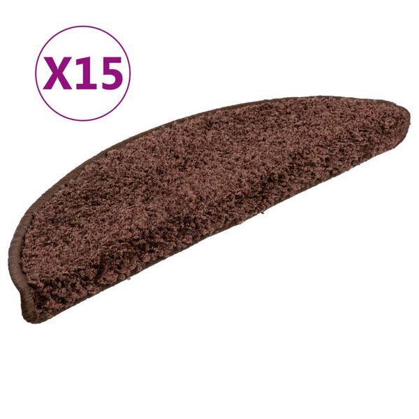 vidaXL Trappematter 15 stk 56x17x3 cm brune halvrund