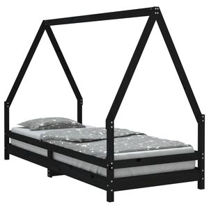 vidaXL Barnesengeramme svart 80x200 cm heltre furu