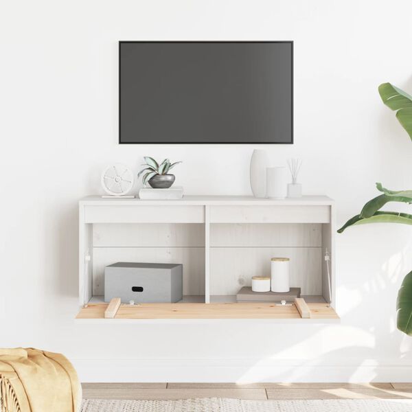 vidaXL Veggskap hvit 80x30x35 cm heltre furu