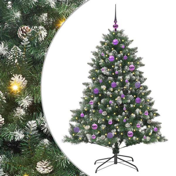 vidaXL Kunstig juletre med 150 LED gr&oslash;nn 150 cm PVC og plast og st&aring;l