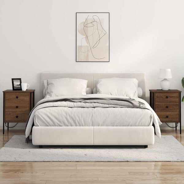 vidaXL Nattbordskap med skuff Brun Eik 42 x 41 x 61 cm Konstruert tre