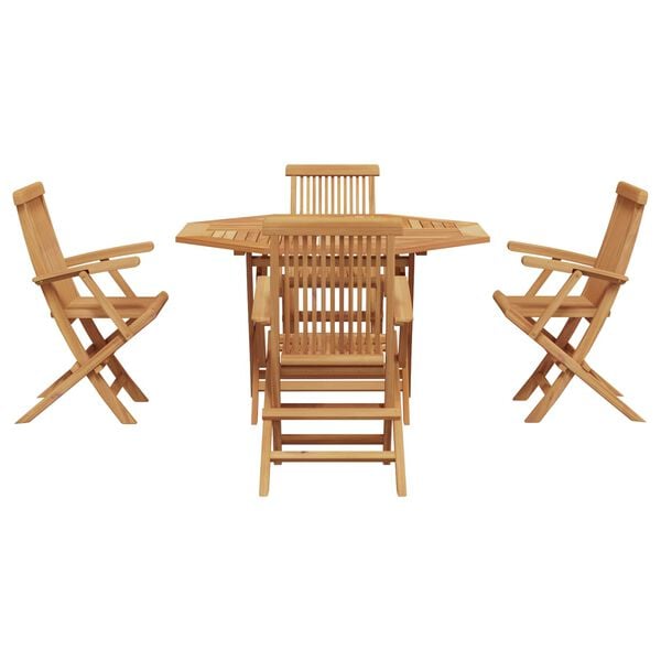 vidaXL Hage Spisegruppe 5 pcs Brun Massivt Teaktre