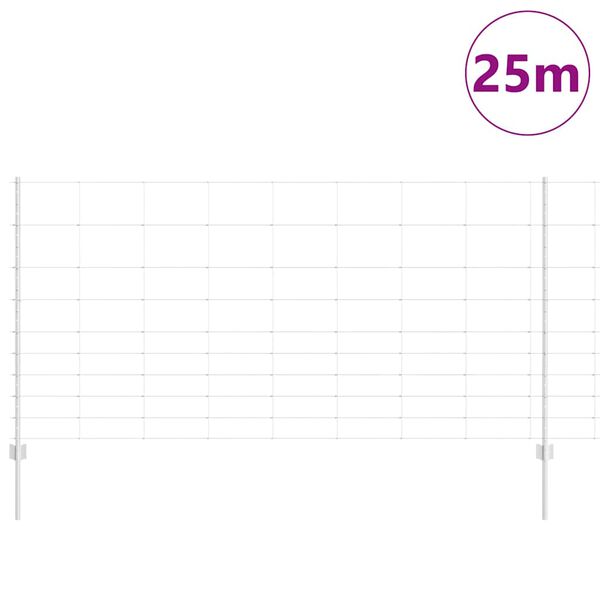 vidaXL Gjerde med stolpe s&oslash;lv 1,2 x 25 m St&aring;l