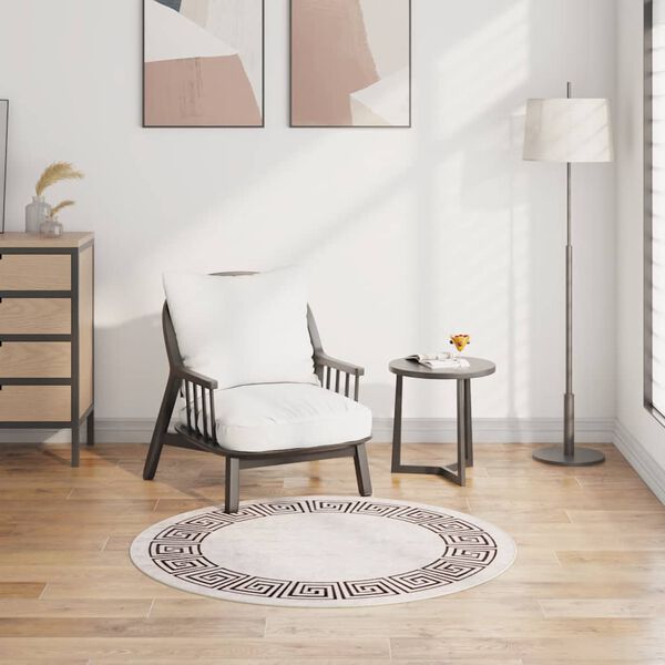 vidaXL Vaskbart teppe &phi;120 cm lysebeige sklisikker