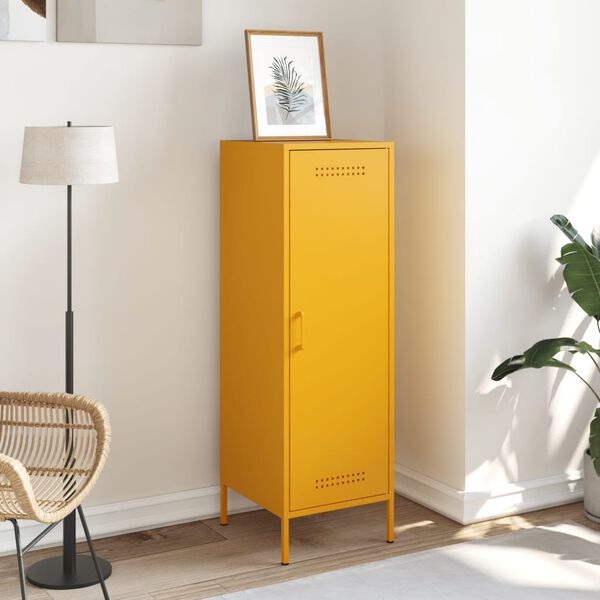 vidaXL Highboard sennepsgul 36x39x113 cm st&aring;l