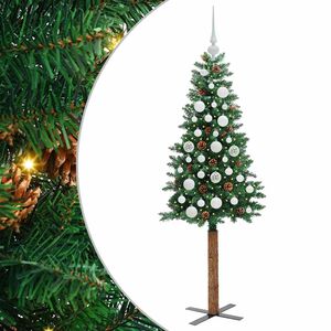 vidaXL Slim juletre med 150 LED gr&oslash;nn 150 cm PVC og Massivt Furu tre