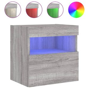 vidaXL Vegghengt TV-benk med LED gr&aring; sonoma 40x30x40 cm