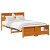 vidaXL Sengestamme med hylle Vokset Brun 120 x 200 cm Massiv furu