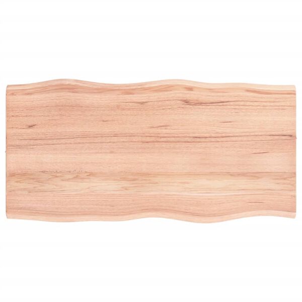 vidaXL Bordplate lysebrun 80x40x2cm behandlet heltre eik naturlig kant