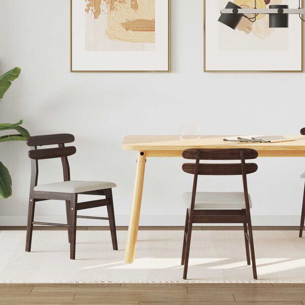 vidaXL Spisestuestol 2 pcs Lys Brun og Lys Solid Gummitre
