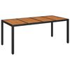 vidaXL Hagebord med treplate svart 190x90x75 cm polyrotting