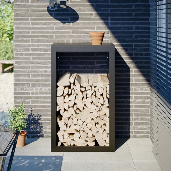 vidaXL Vedstativ svart 60x40x100 cm st&aring;l