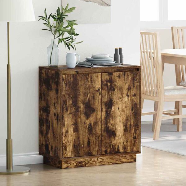 vidaXL LED sideboard med d&oslash;r R&oslash;kt eik 71 x 34,5 x 75 cm Konstruert tre