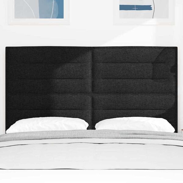 vidaXL LED Hodegavl med LED -stripelys Veggmontert Svart 160 cm stoff