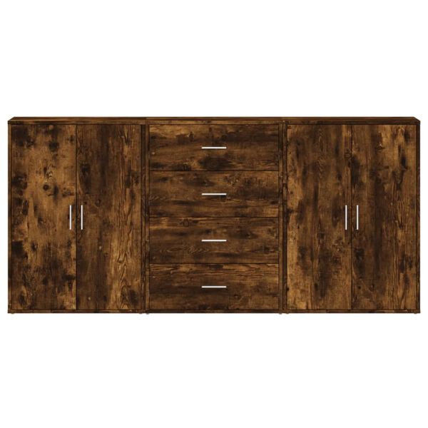 vidaXL Skjenker 3 stk røkt eik 60x31x84 cm konstruert tre