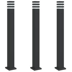 vidaXL Utend&oslash;rs gulvlamper med uttak 3 stk svart 110 cm aluminium