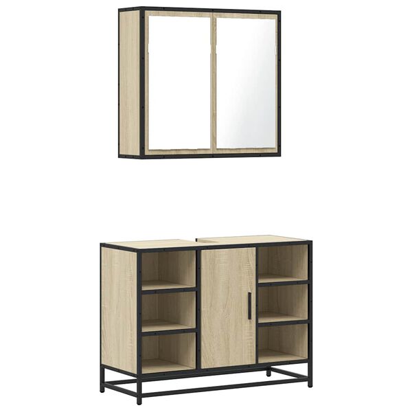 vidaXL Baderomsskapsett 2 deler sonoma eik konstruert tre