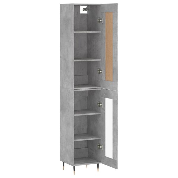 vidaXL Highboard betonggr&aring; 34,5x34x180 cm konstruert tre