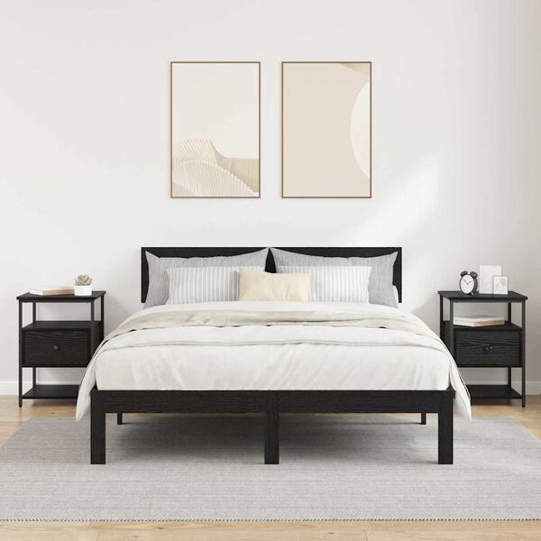 vidaXL Nattbordskap 2 pcs Svart Eik 40 x 42 x 56 cm Konstruert tre