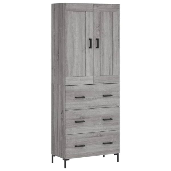 vidaXL Highboard grå sonoma 69,5x34x180 cm konstruert tre