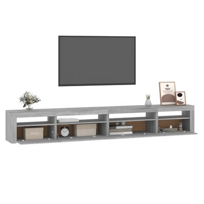 vidaXL TV-benk med LED-lys grå sonoma 270x35x40 cm